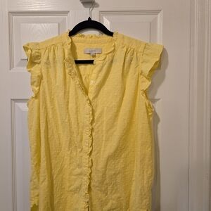 LOFT Sunny Yellow Ruffle Blouse